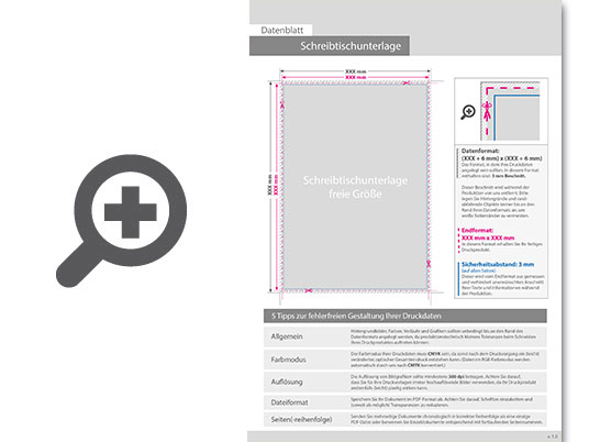 Product Bild schreibtischunterlage__100_blatt__4_0_farbig_bedruckt__eigene_gr____e_(freies_format)